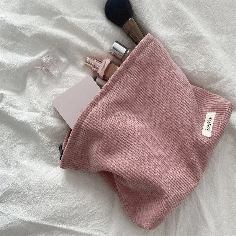 Pink Corduroy Large Pouch - ThePinkCases