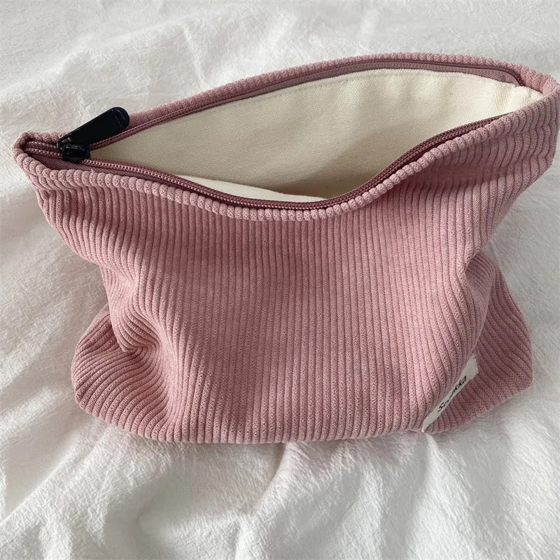 Pink Corduroy Large Pouch - ThePinkCases