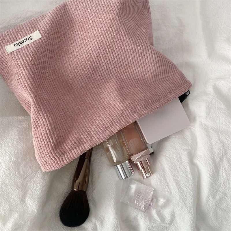 Pink Corduroy Large Pouch - ThePinkCases