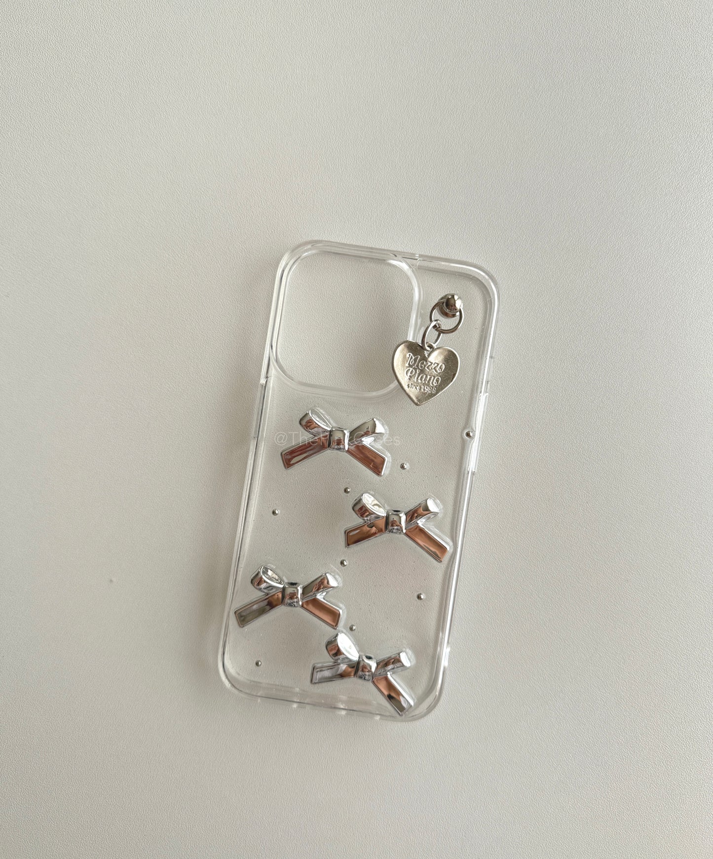 Ribbon Heart Pendent 3D Case Balletcore Style - ThePinkCases