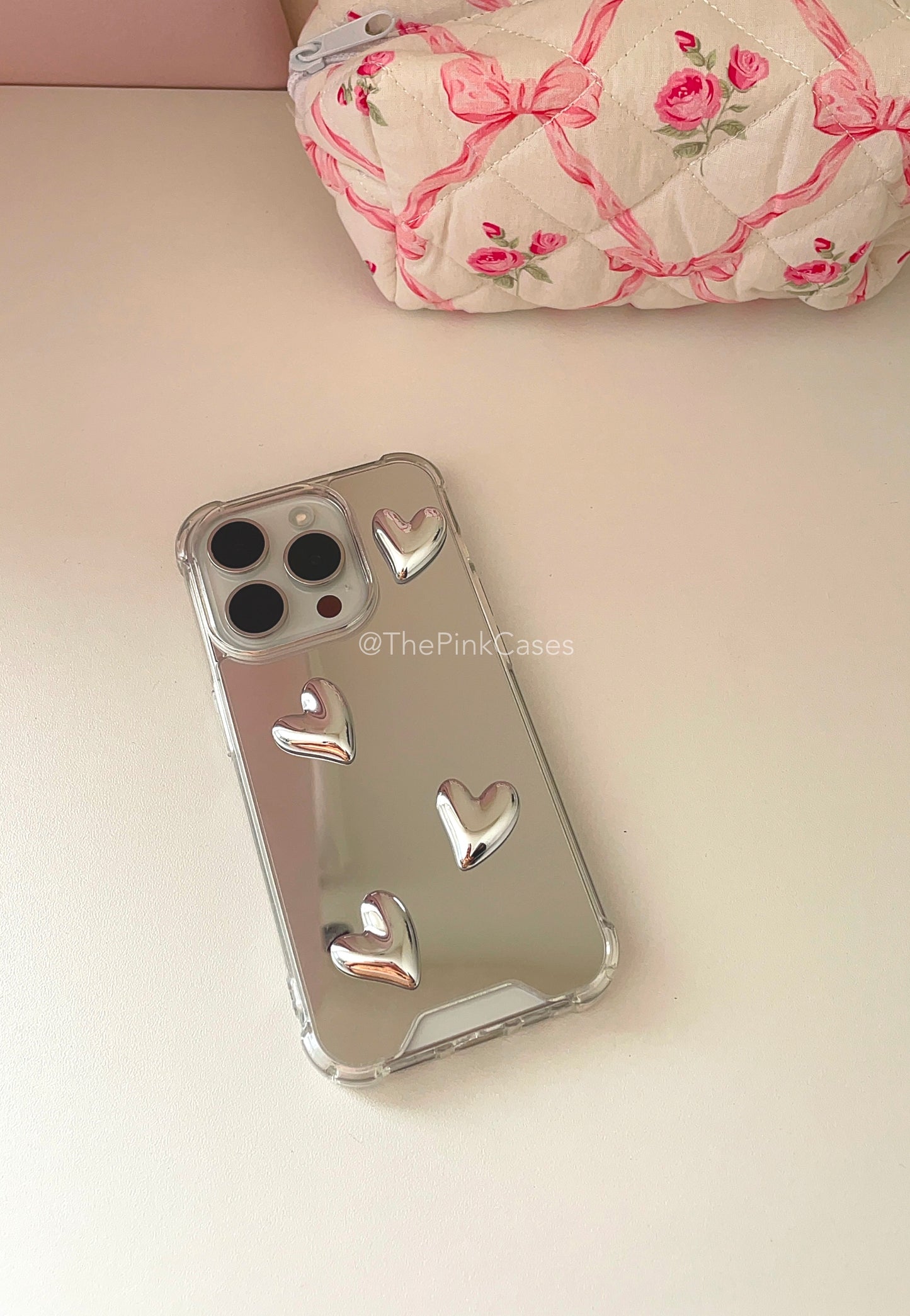 Cute Heart Silicone Mirror Case - ThePinkCases