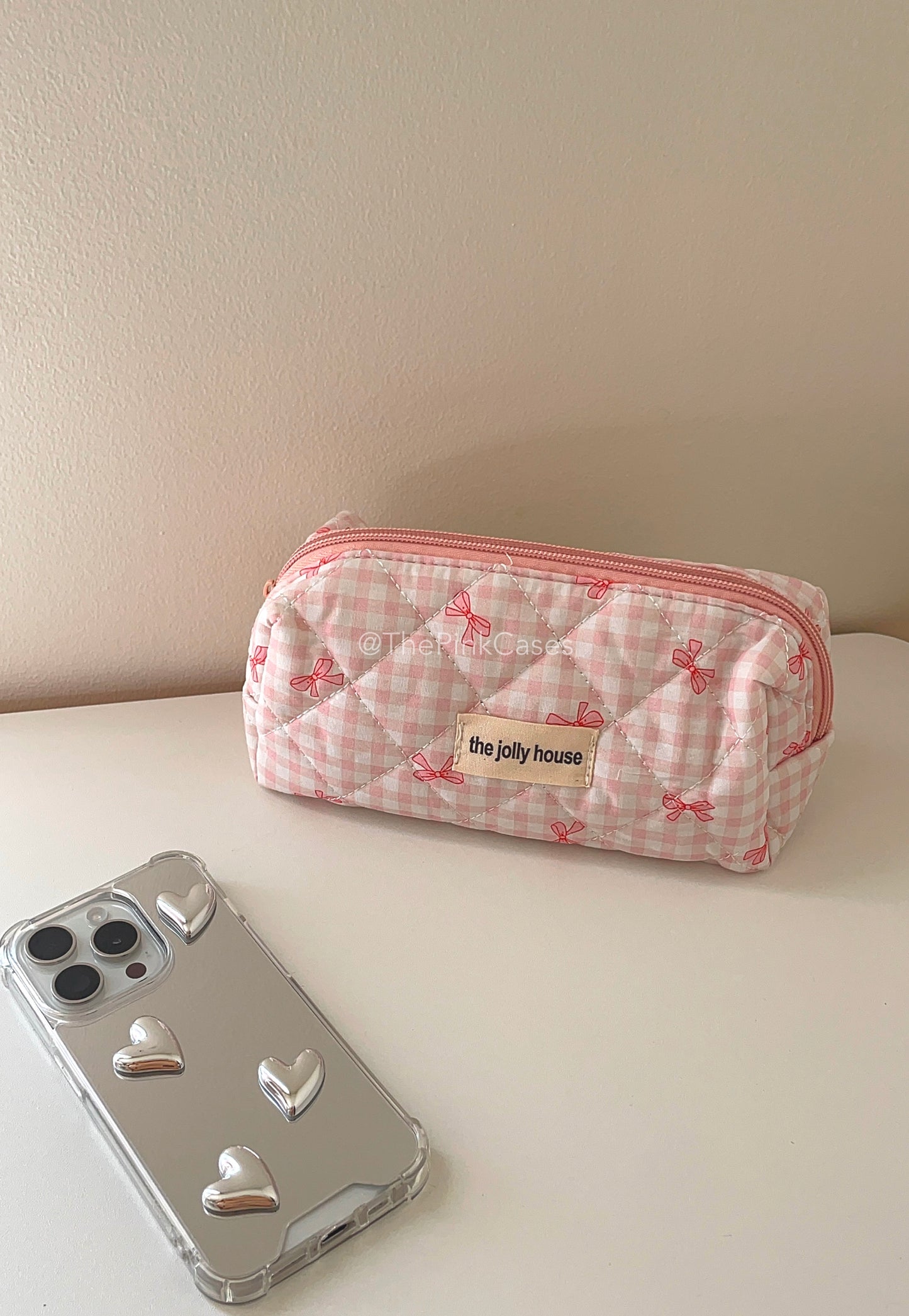 Pattern Pink Ribbon Pouch - ThePinkCases